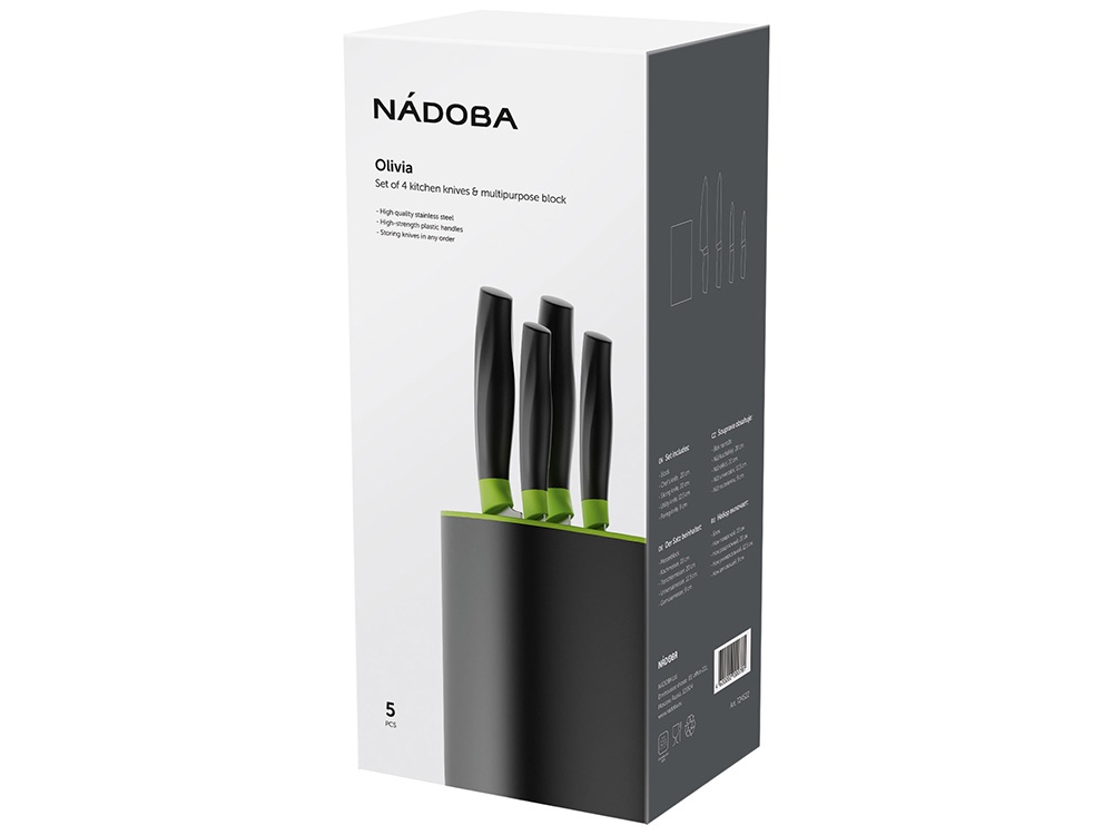 Набор из 4 кухонных ножей в универсальном блоке OLIVIA