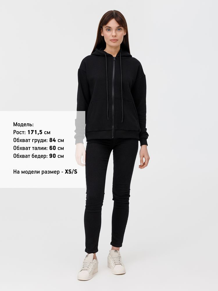 Толстовка унисекс оверсайз на молнии Zippy Terry, черная Толстовка унисекс оверсайз на молнии Zippy Terry, черная