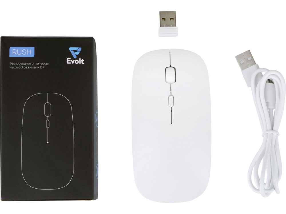 Беспроводная мышь со встроенным аккумулятором Rush, адаптер USB-A