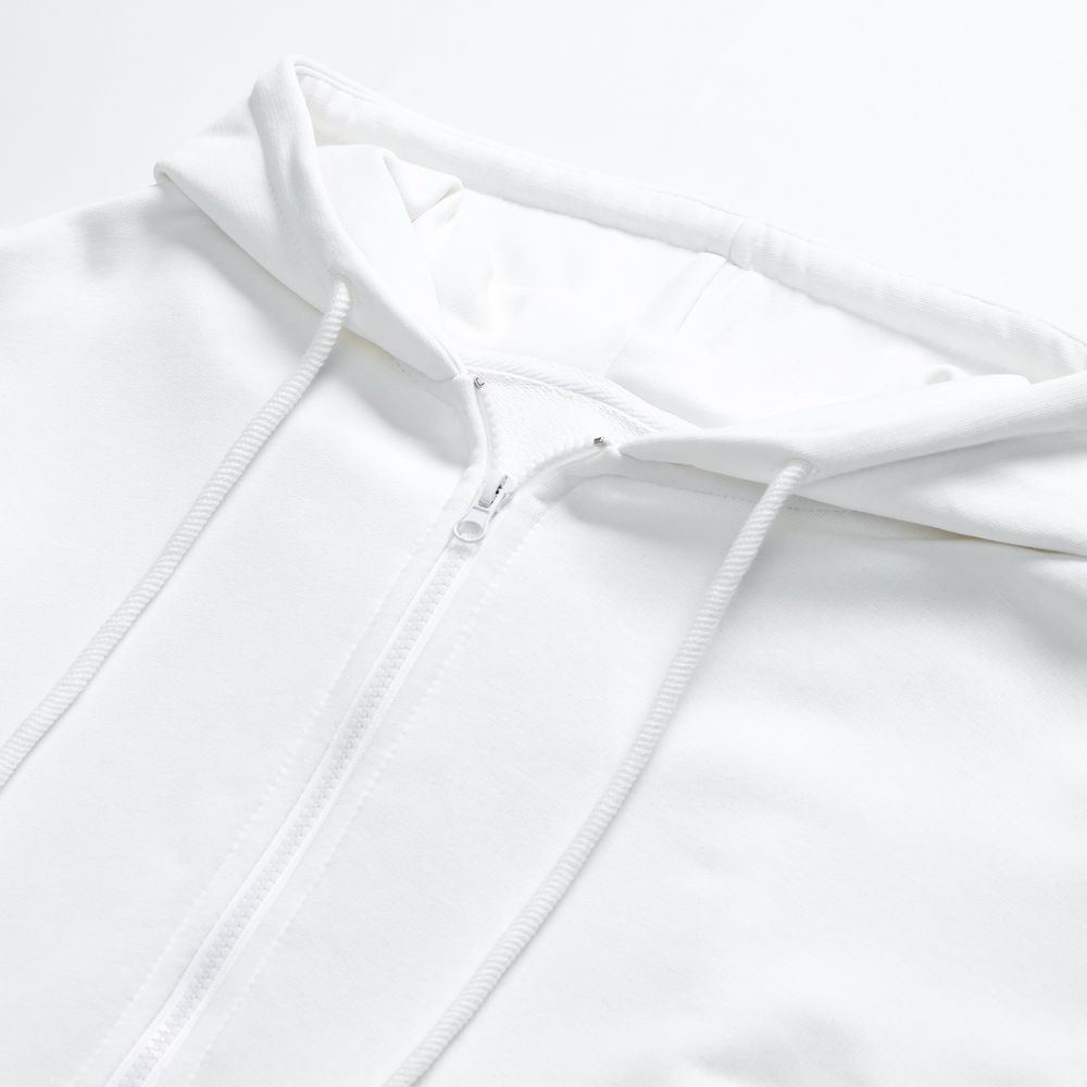 Толстовка унисекс оверсайз на молнии Zippy Terry, белая Толстовка унисекс оверсайз на молнии Zippy Terry, белая