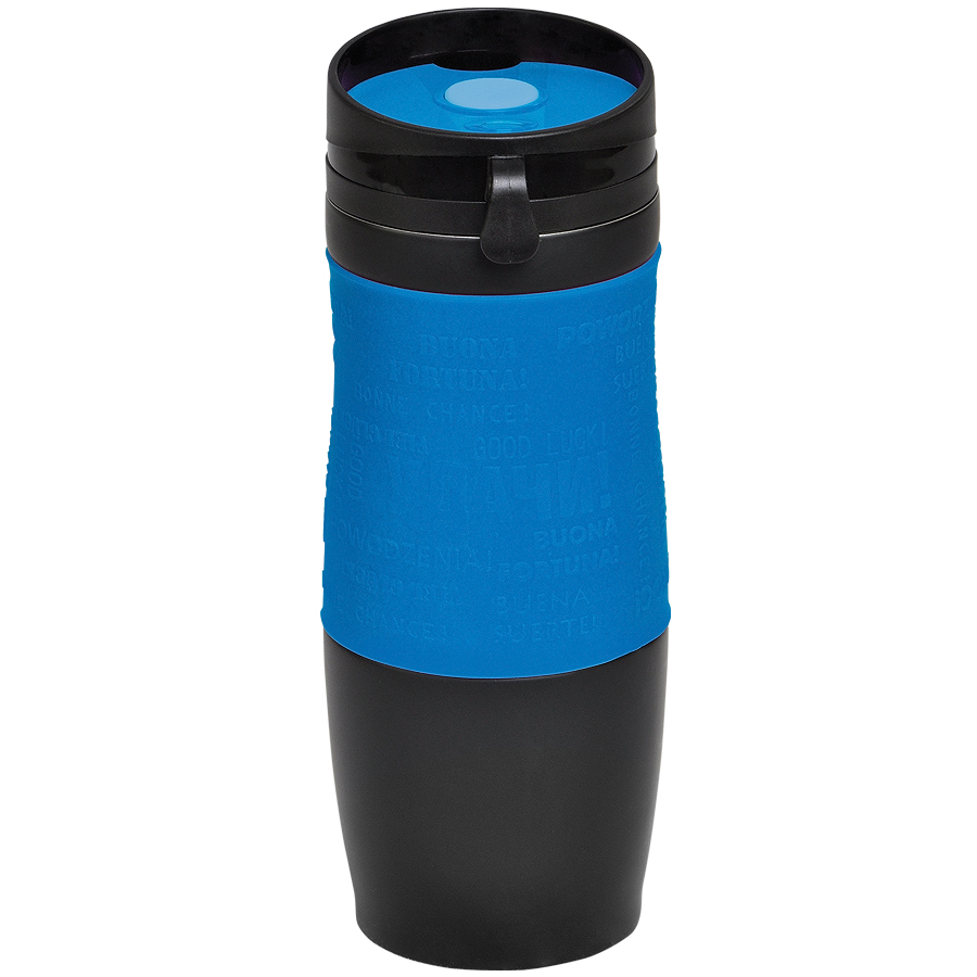 Термокружка вакуумная "УДАЧА",  400 мл,  синий, металл/силикон