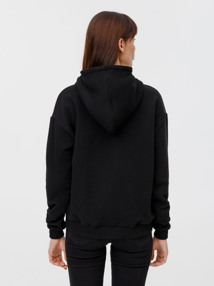 Толстовка унисекс оверсайз на молнии Zippy Terry, черная Толстовка унисекс оверсайз на молнии Zippy Terry, черная