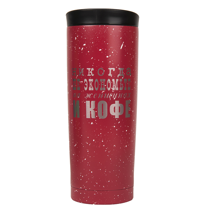 Термокружка вакуумная  SPACE;  450 мл; красный; металл/пластик