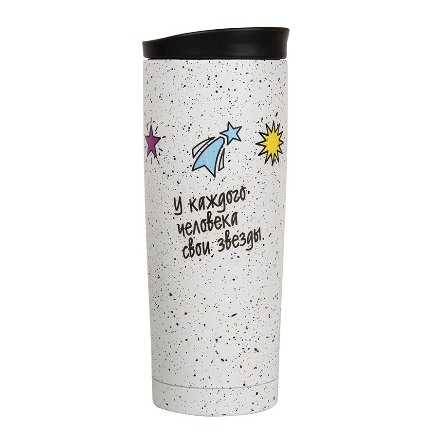 Термокружка вакуумная SPACE;  450 мл; белый; металл/пластик