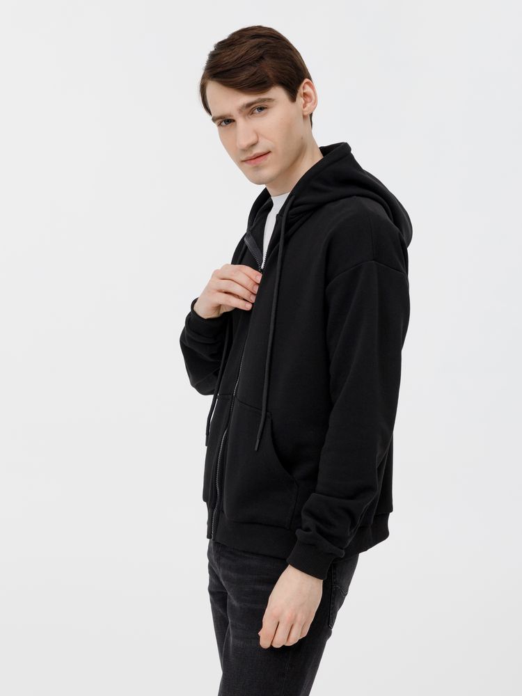 Толстовка унисекс оверсайз на молнии Zippy Terry, черная Толстовка унисекс оверсайз на молнии Zippy Terry, черная