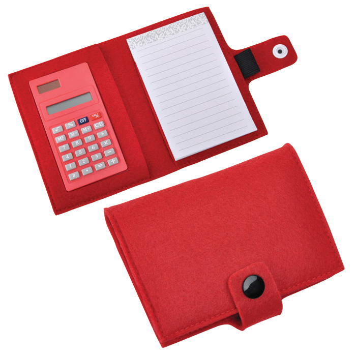 Блокнот с калькулятором "Soft",красный,11х14х2см, фетр