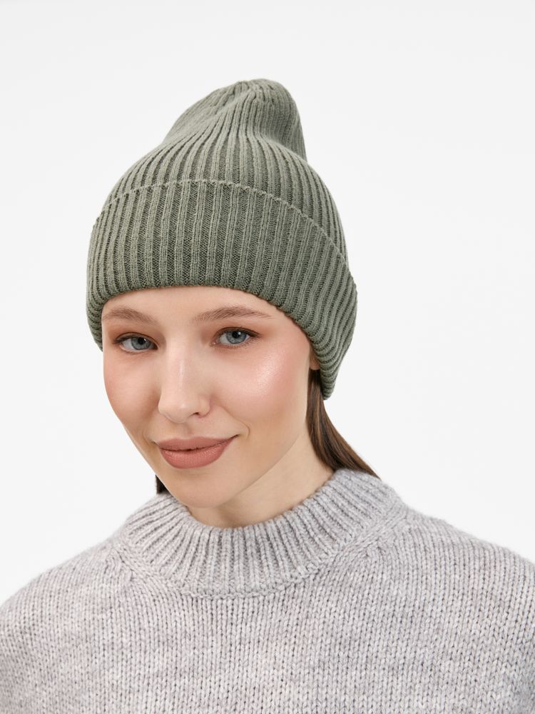 Шапка Catch Match без помпона, зеленая (полынь)