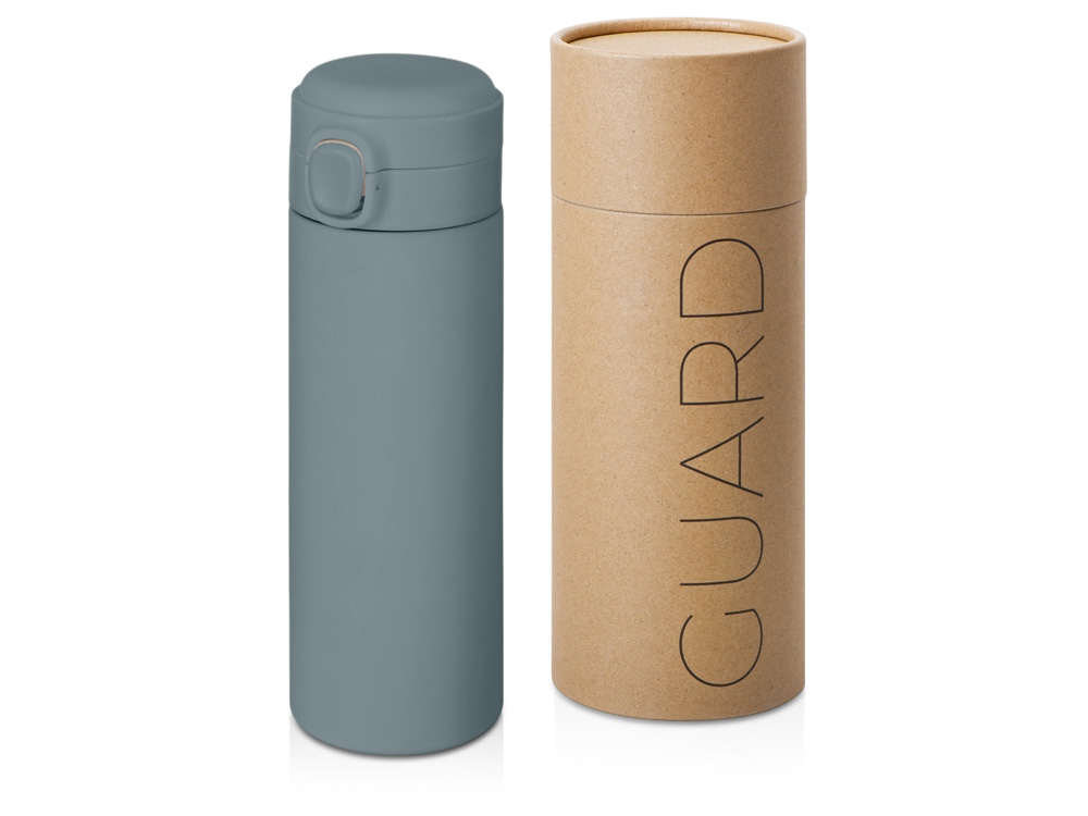 Вакуумная термокружка c кнопкой Guard, soft-touch, 400 мл, тубус