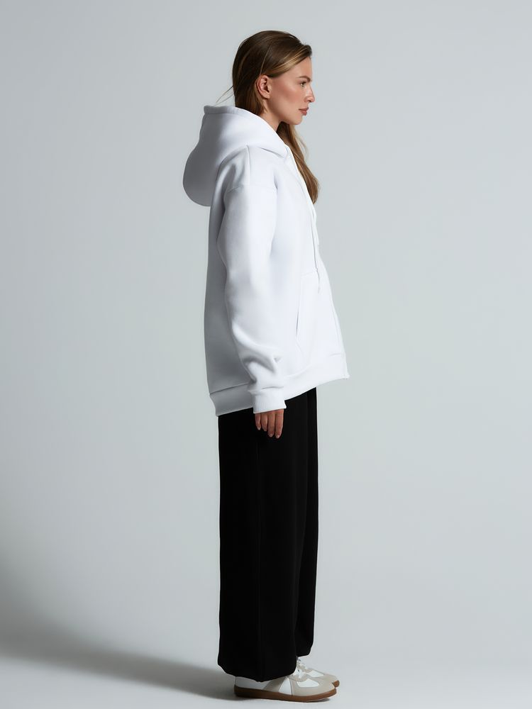 Толстовка унисекс оверсайз Zippy, белая Толстовка унисекс оверсайз Zippy, белая