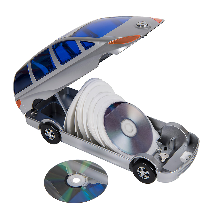 CD-холдер "Автомобиль" для 80 дисков; серебристый; 34,5х14,4х12,5 см; пластик; тампопечать