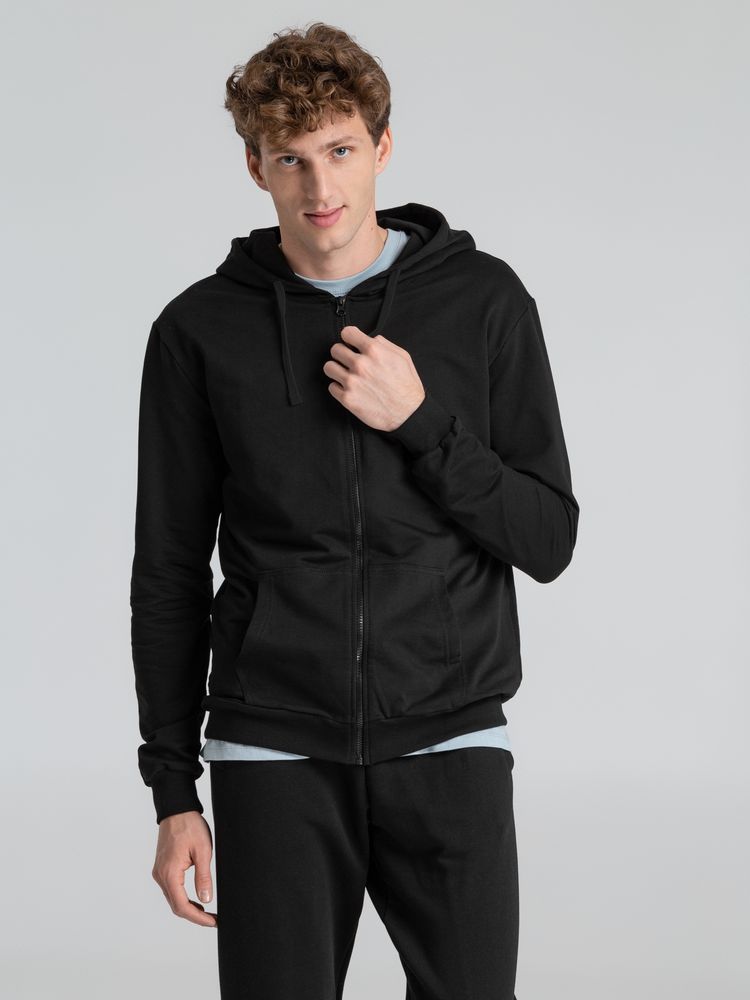 Толстовка на молнии с капюшоном Siverga 2.0, черная Толстовка на молнии с капюшоном Siverga 2.0, черная