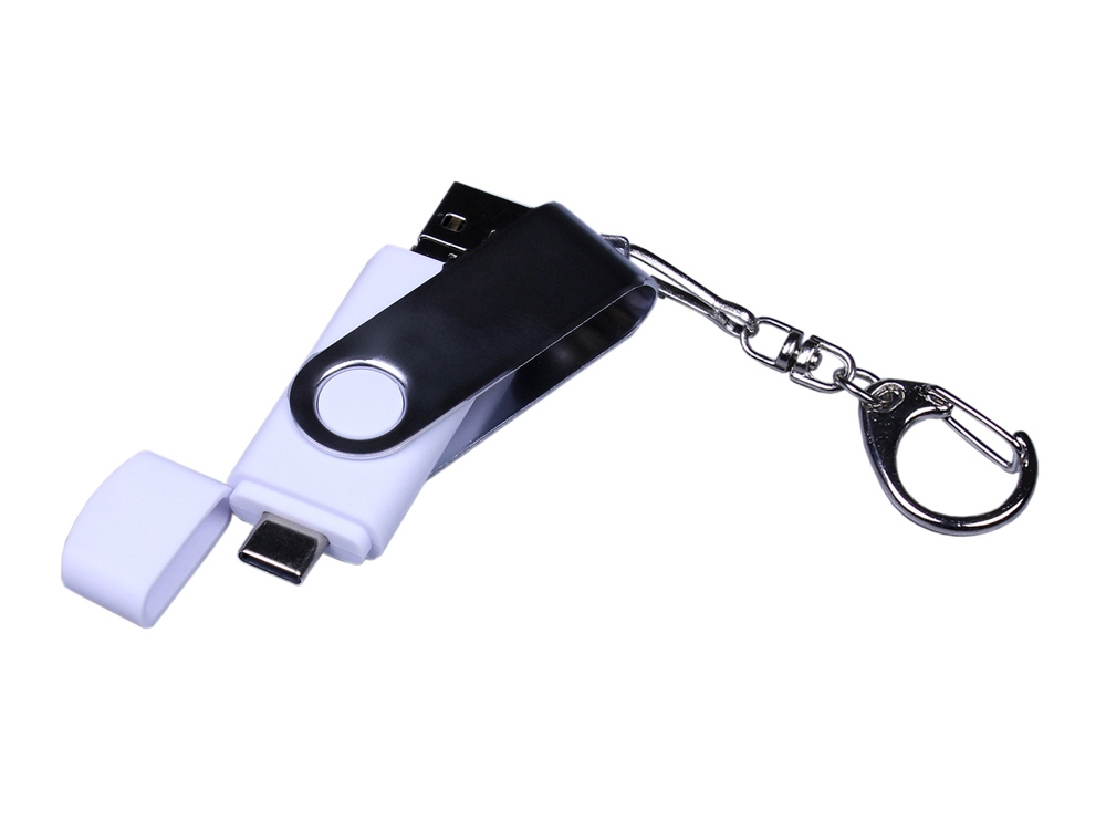 USB 2.0/micro USB/Type-C- флешка на 32 Гб c поворотным механизмом