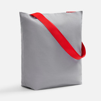 Шопер B5, серый с широкими зелеными ручками