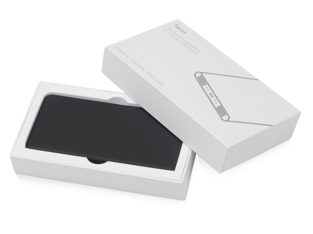 Внешний аккумулятор с подсветкой логотипа Faros, soft-touch, 4000 mAh Внешний аккумулятор с подсветкой логотипа Faros, soft-touch, 4000 mAh