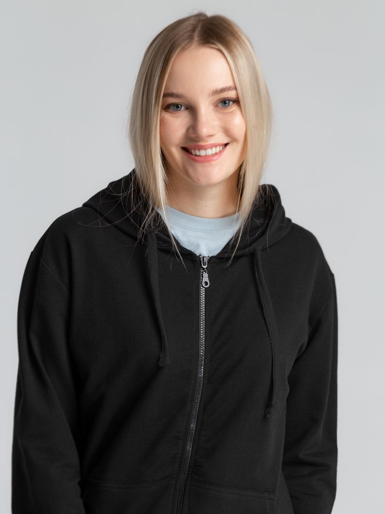 Толстовка на молнии с капюшоном Siverga 2.0, черная Толстовка на молнии с капюшоном Siverga 2.0, черная