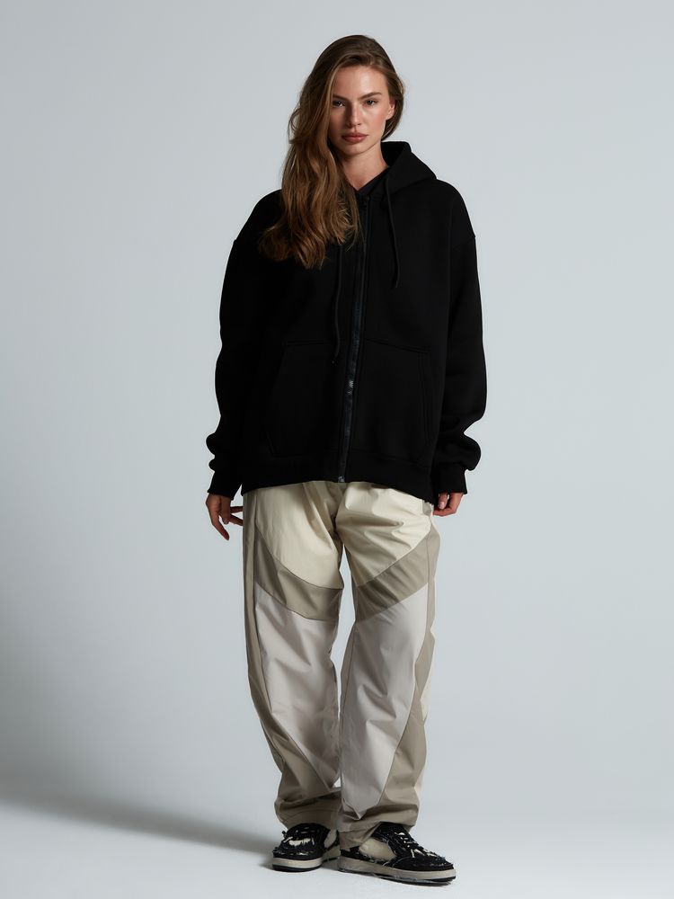 Толстовка унисекс оверсайз Zippy, черная Толстовка унисекс оверсайз Zippy, черная