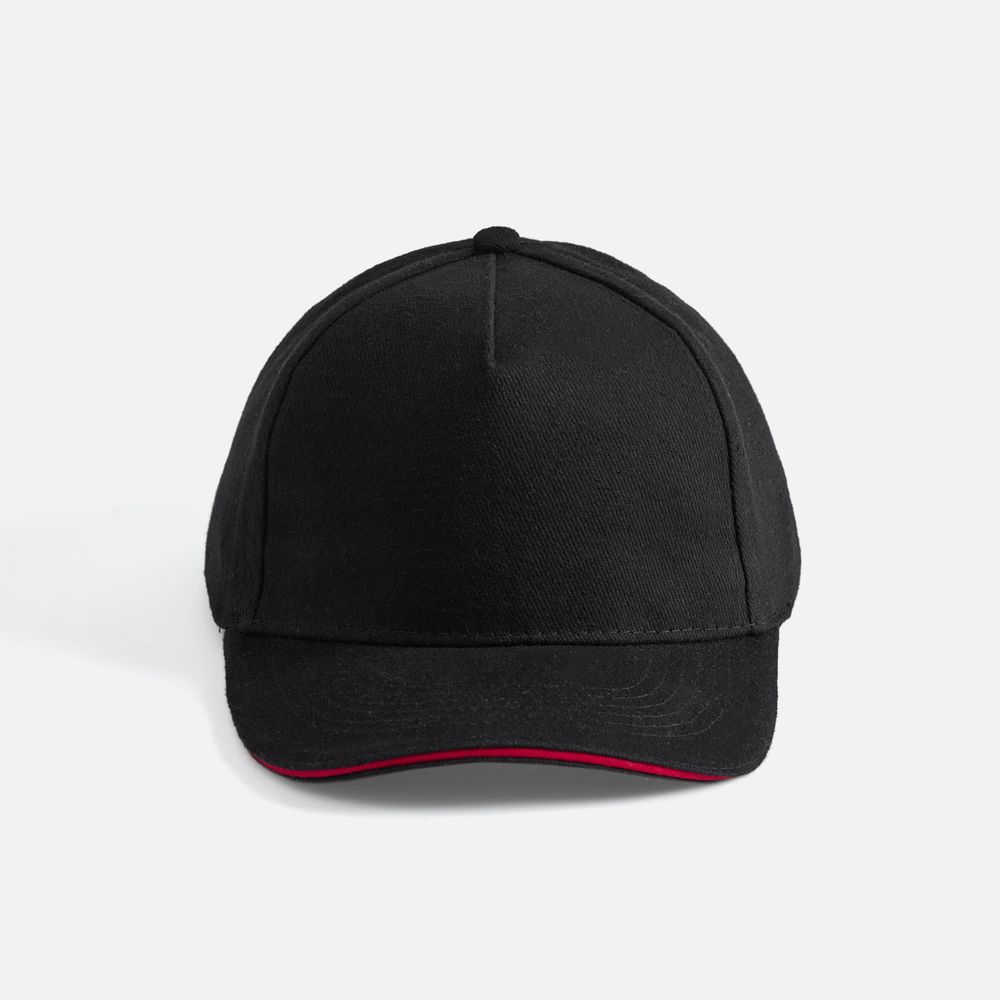 Бейсболка Long Beach, черная с красным