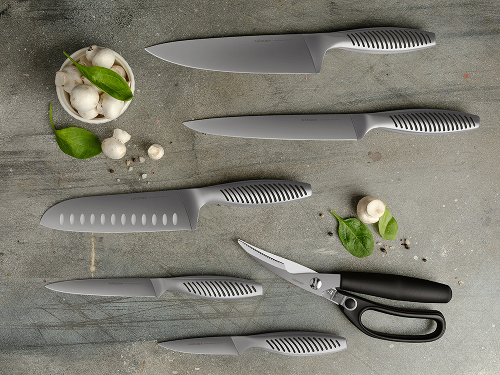 Набор из 5 кухонных ножей, ножниц и блока для ножей VERA