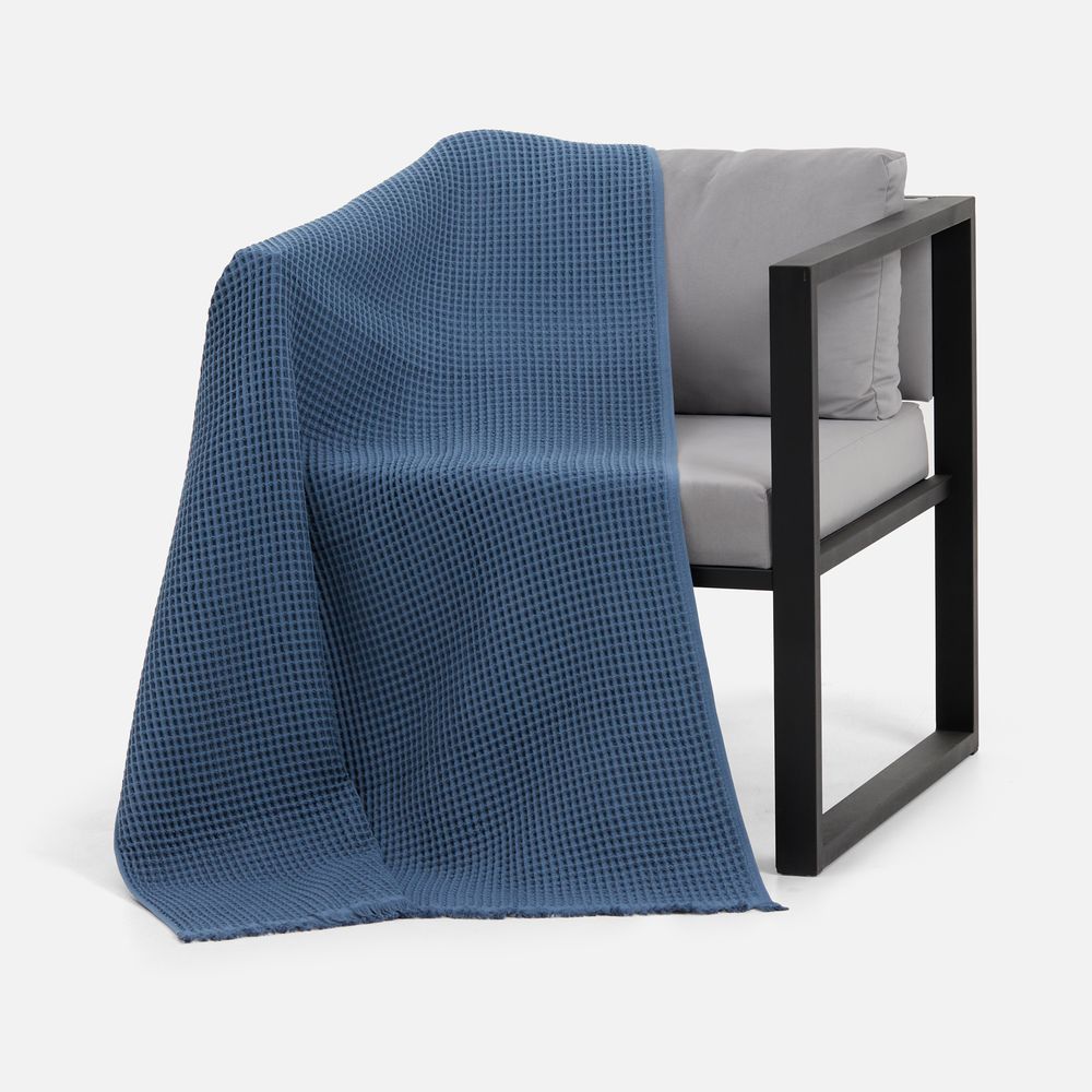 Плед вафельный Elenglect, темно-синий