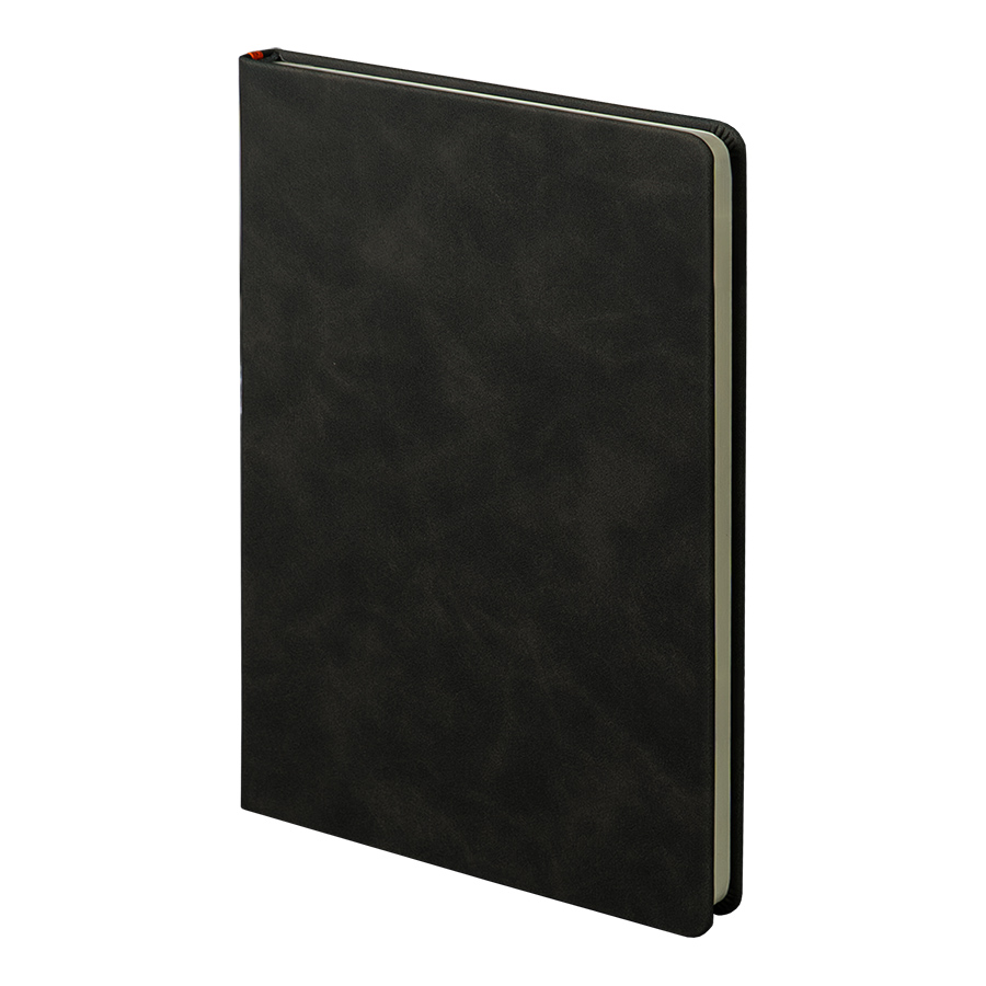 Ежедневник недатированный Muse, темно-серый, А5, с оранжевой декоративной полосой, блок в линейку