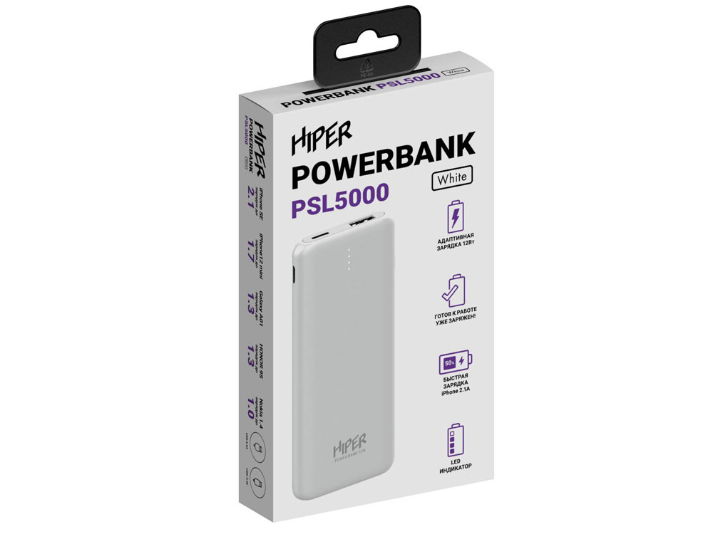 Портативный внешний аккумулятор PSL, 5000 mAh