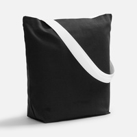 Шопер B5, черный с широкими зелеными ручками