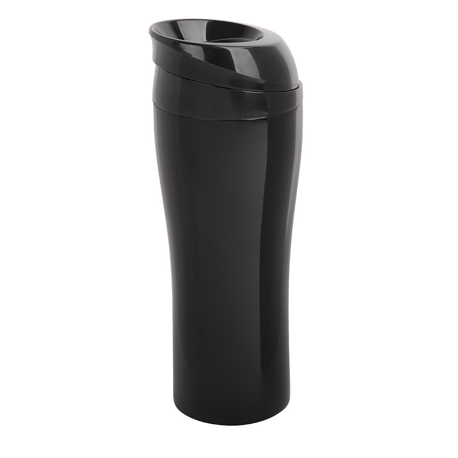 Термокружка вакуумная "Click": стальная; 400 мл; черный