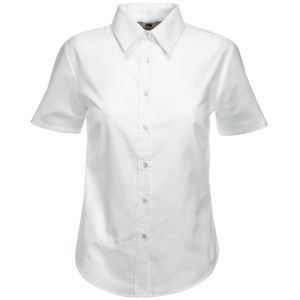 Рубашка "Lady-Fit Short Sleeve Oxford Shirt", белый_XL, 70% х/б, 30% п/э, 130 г/м2
