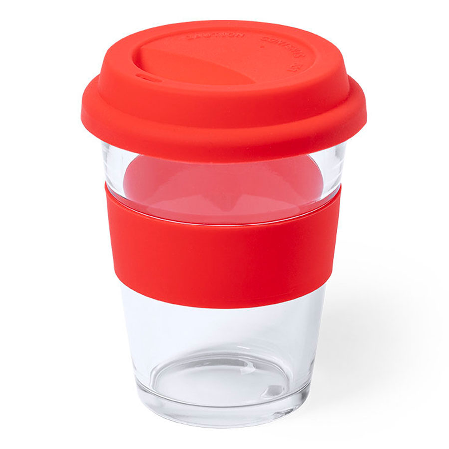 Стакан DURNOX с силиконовой крышкой, прозрачный с синим, 350мл, 12,4х9,5см, стекло, силикон