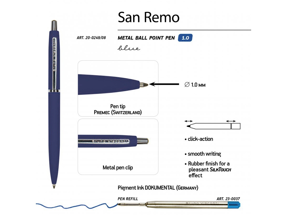 Ручка металлическая шариковая San Remo, софт тач