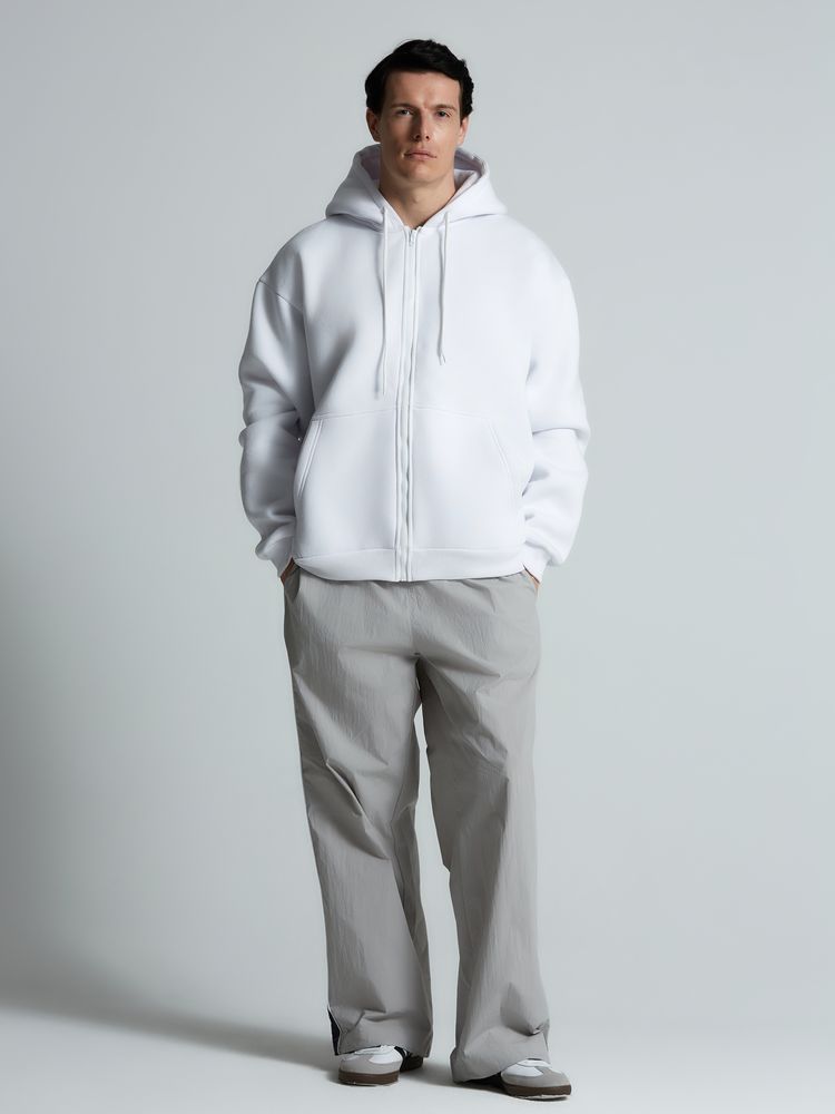 Толстовка унисекс оверсайз Zippy, белая Толстовка унисекс оверсайз Zippy, белая