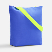 Шопер B5, синий с широкими зелеными ручками