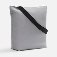 Шопер B5, серый с широкими зелеными ручками