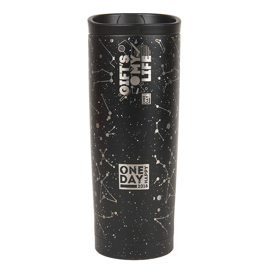 Термокружка вакуумная SPACE;  450 мл; черный; металл/пластик