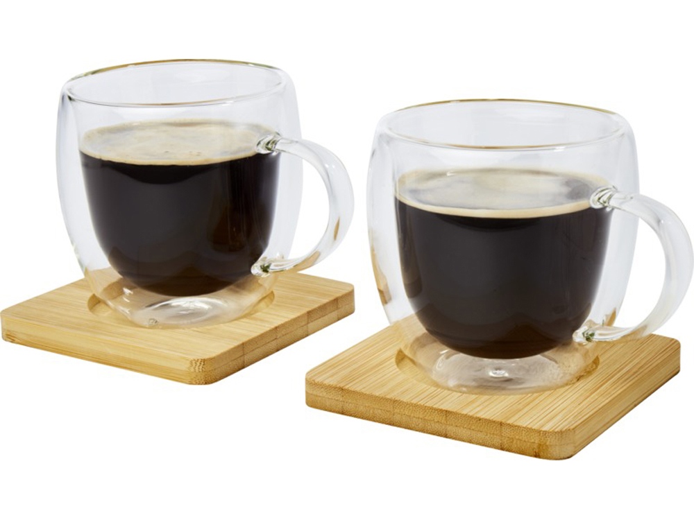 Стеклянный стакан Manti с двойными стенками и подставкой, 250 мл, 2 шт