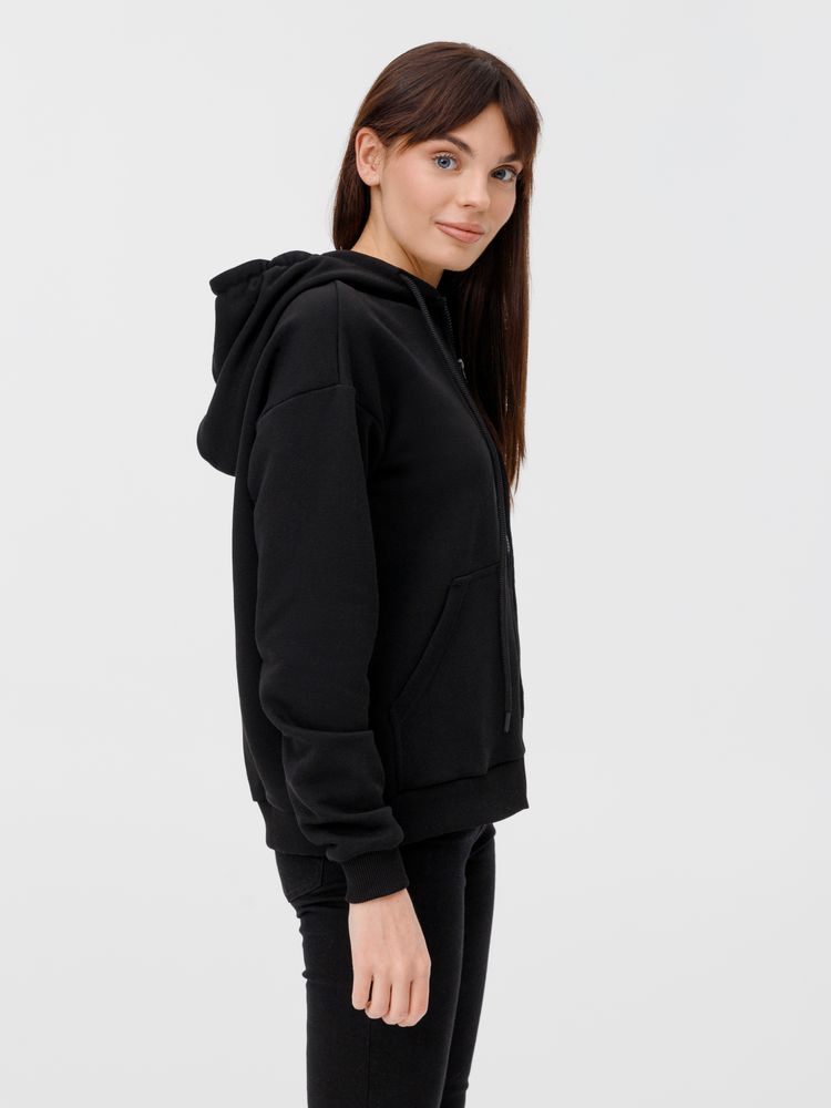 Толстовка унисекс оверсайз на молнии Zippy Terry, черная Толстовка унисекс оверсайз на молнии Zippy Terry, черная