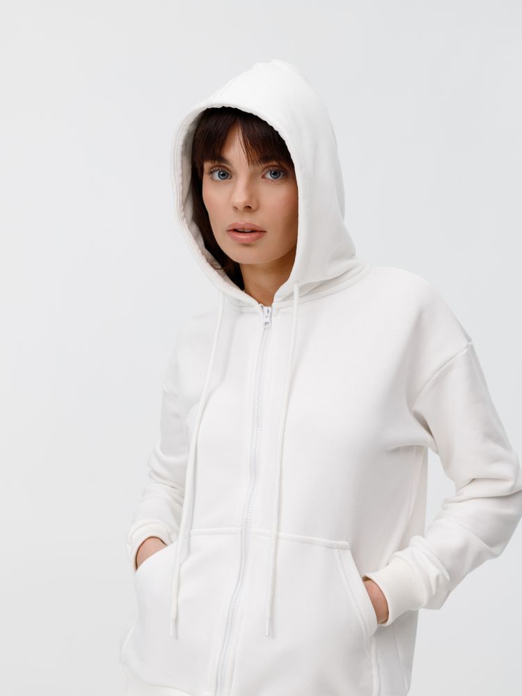 Толстовка унисекс оверсайз на молнии Zippy Terry, белая Толстовка унисекс оверсайз на молнии Zippy Terry, белая