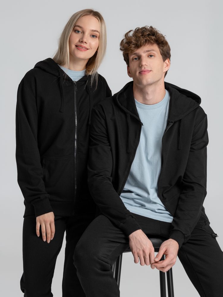 Толстовка на молнии с капюшоном Siverga 2.0, черная Толстовка на молнии с капюшоном Siverga 2.0, черная