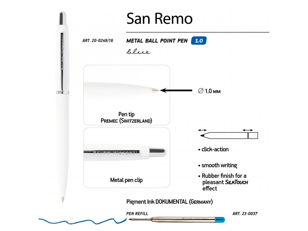 Ручка металлическая шариковая San Remo, софт тач