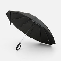 Зонт обратного сложения inLoop с ручкой-карабином, темно-синий