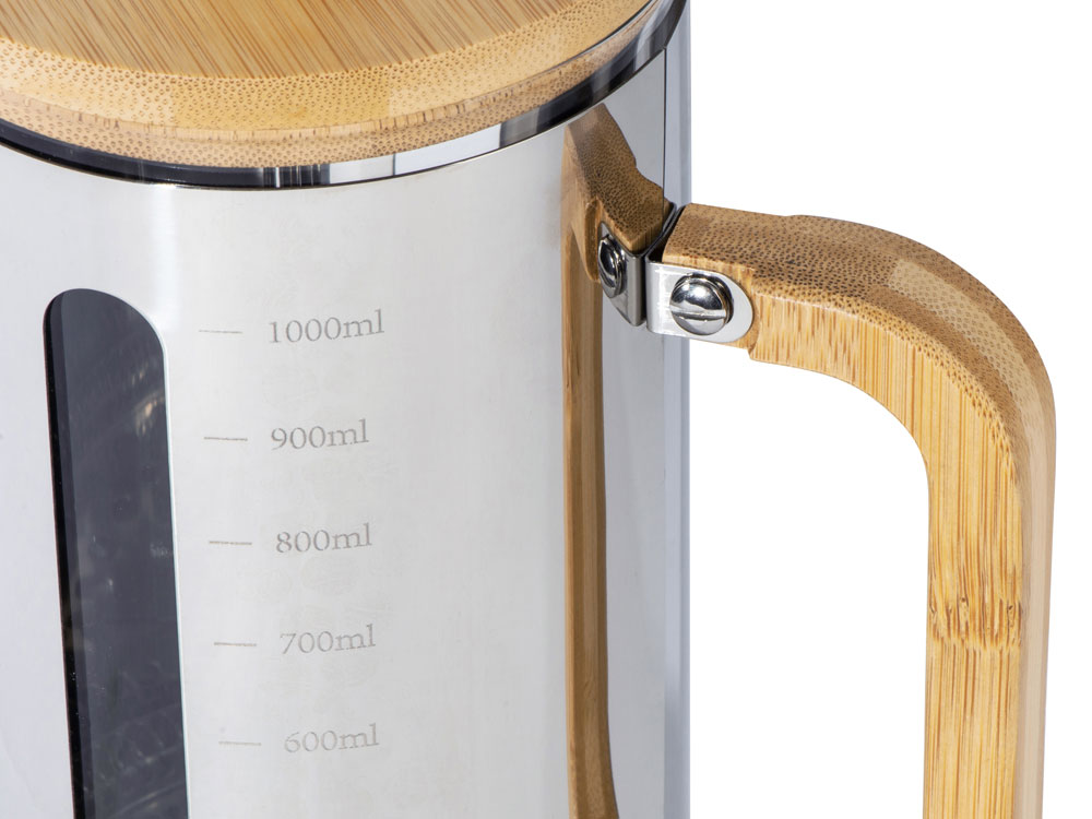 Френч-пресс в стальном корпусе и ручкой из бамбука Coffee break