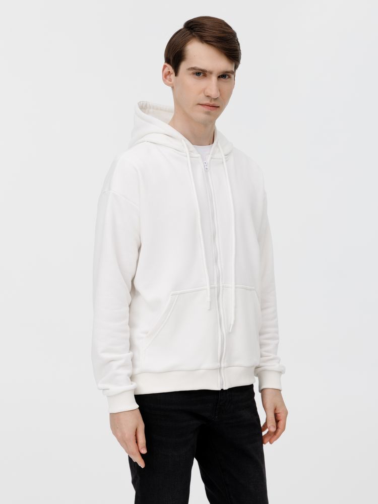 Толстовка унисекс оверсайз на молнии Zippy Terry, белая Толстовка унисекс оверсайз на молнии Zippy Terry, белая