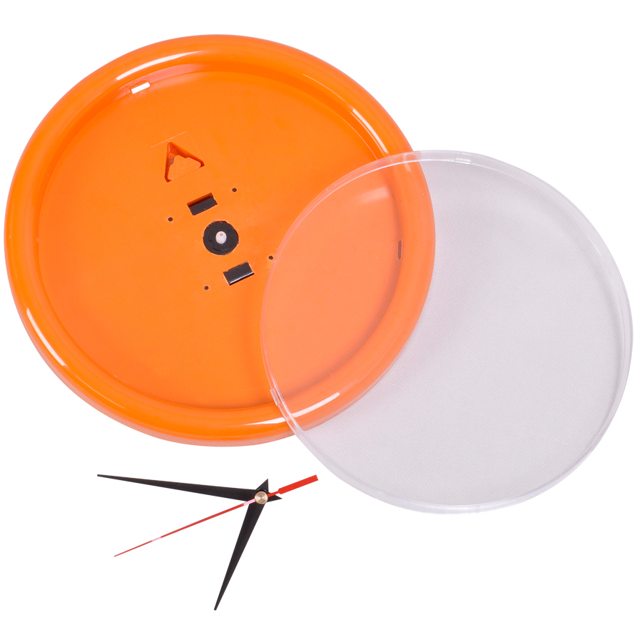 Часы настенные "PRINT" разборные ;  оранжевый, D24,5 см; пластик