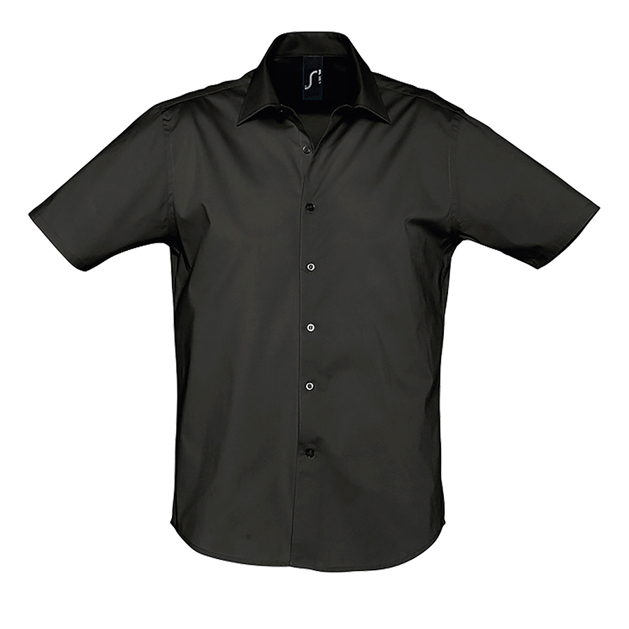 Рубашка мужская "Broadway", черный_M, 97% х/б, 3% п/э, 140г/м2