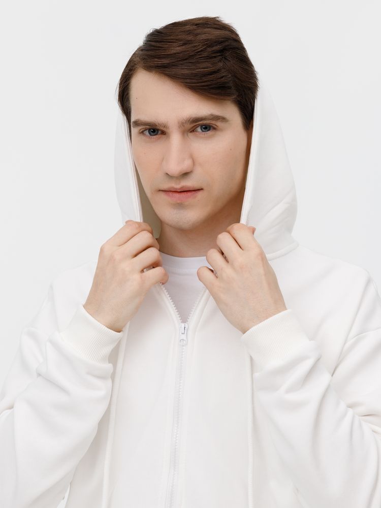 Толстовка унисекс оверсайз на молнии Zippy Terry, белая Толстовка унисекс оверсайз на молнии Zippy Terry, белая