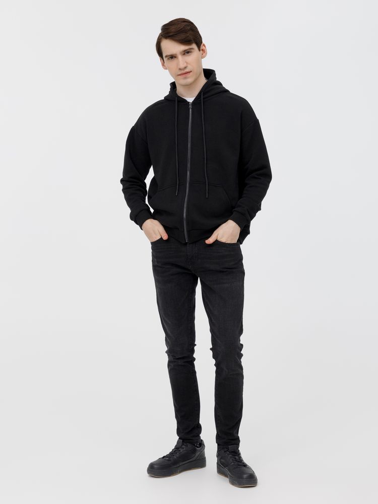 Толстовка унисекс оверсайз на молнии Zippy Terry, черная Толстовка унисекс оверсайз на молнии Zippy Terry, черная
