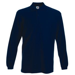 Поло "Long Sleeve Polo", темно-синий_2XL, 100% х/б, 180 г/м2