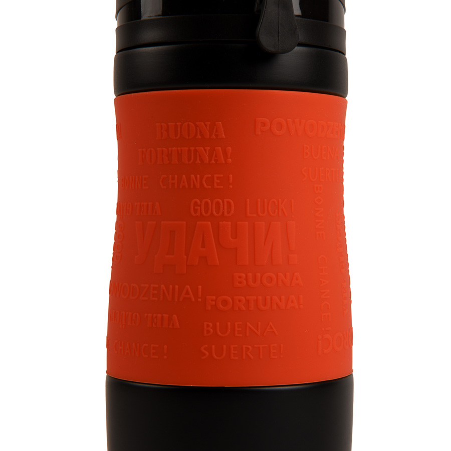 Термокружка вакуумная "УДАЧА",  400 мл, красный, металл/силикон